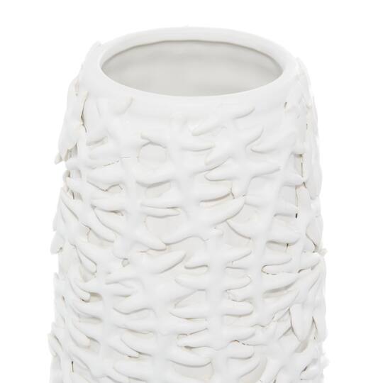 White Ceramic Contemporary Vase, 17" x 6" x 6"
